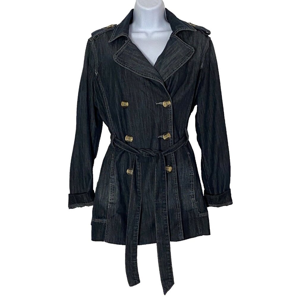 Christiana Zinn Women’s Size Large Belted Double Breasted Jean Denim Jacket